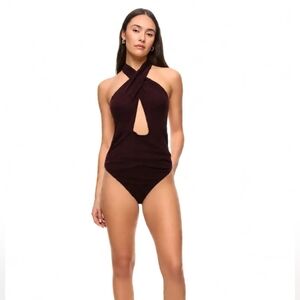 Express Dark Purple Halter Bodysuit